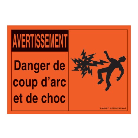 Panduit Adhsv Sign, Poly, 'Warning Arc Flash..', 5"x7, PPS0507W2100-F, PK 5 PPS0507W2100-F